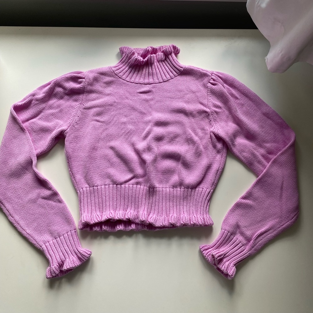 Pink Sweater with Ruffle Details